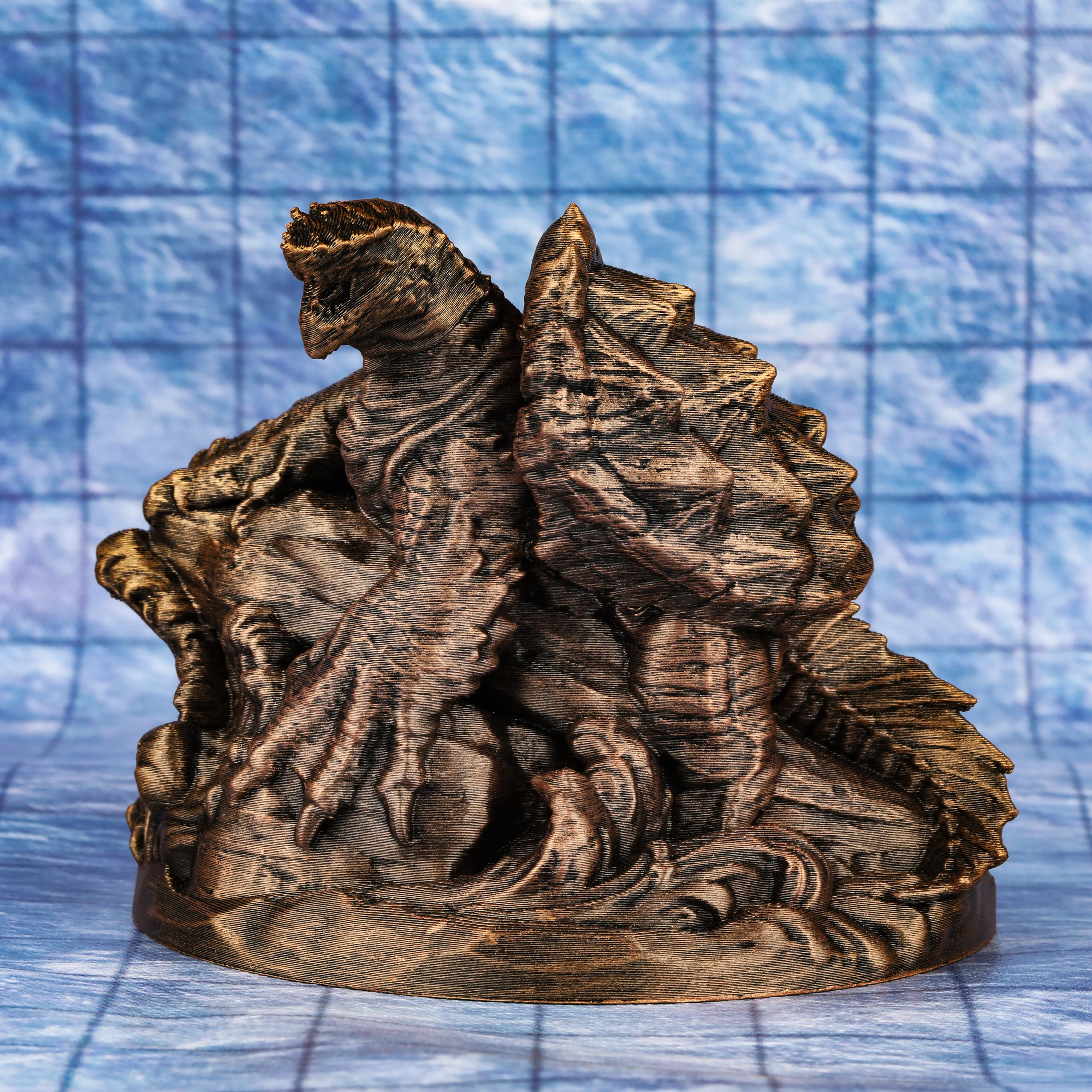 RPG Dragon Turtle Miniature Model, Detailed Fantasy Creature Models for Tabletop Role Play Game, Hand-painted Retro Bronze Color