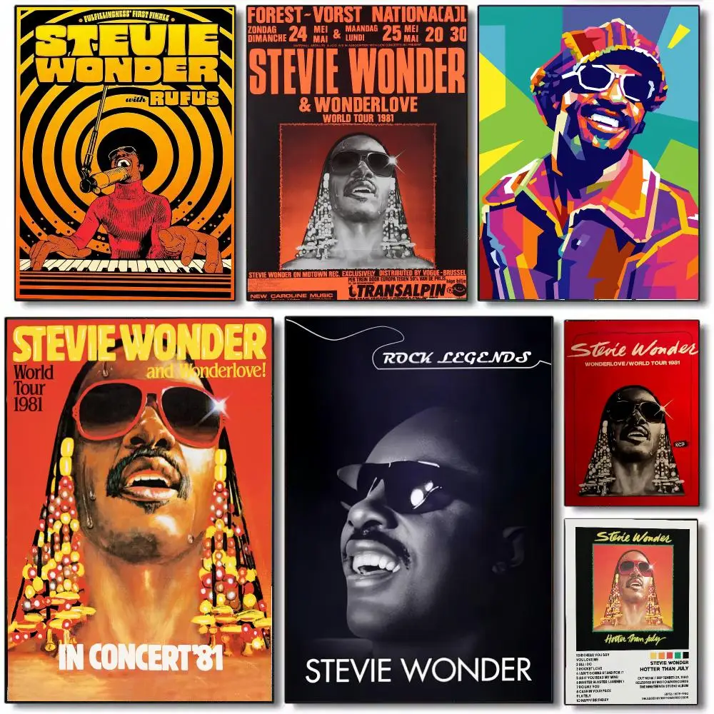 Legendary Artist S-Stevie Wonder Poster Wall Art Printed Decor Sticker Stylish Home Gift for Living Room Bedroom Corridor Cafe
