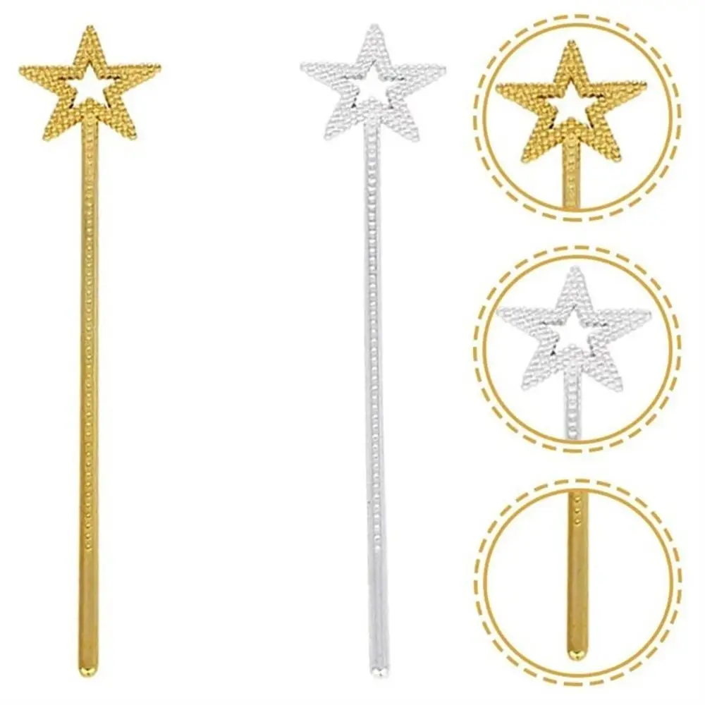 Accesorios de Cosplay, palos de princesa de estrella de cinco puntas, varita de Hada de juego de rol dorada y plateada, varita de estrella de Festival de 13 pulgadas, disfraz para niñas