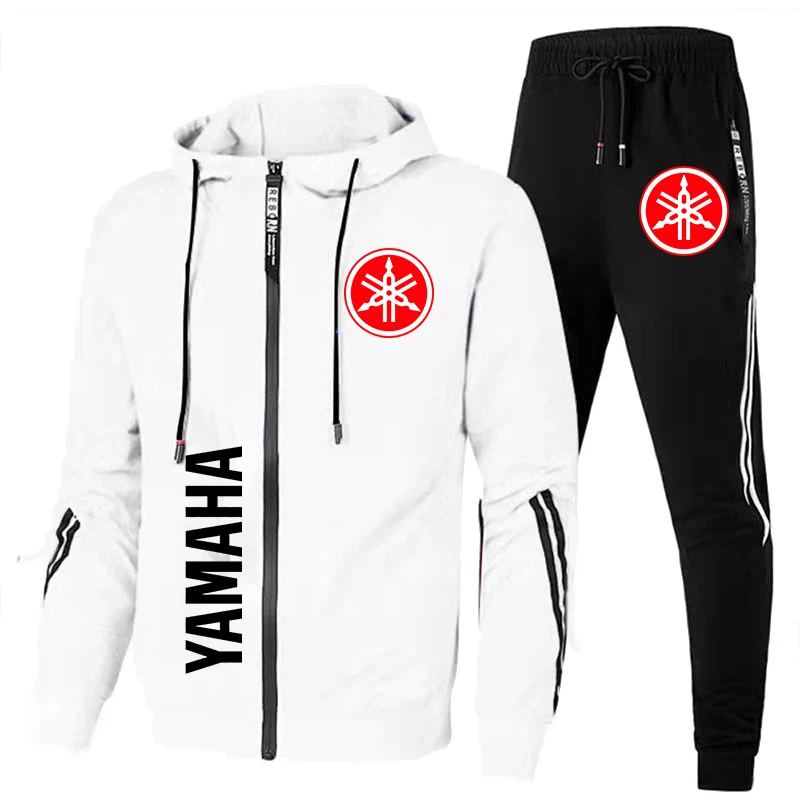 Yamaha Tracksuit Man Car Logo Print Men Sportswear Zip Sweatshirt+Pant 2 Piece Sets Casual Fitness Running Yamaha Men\'s Clothing