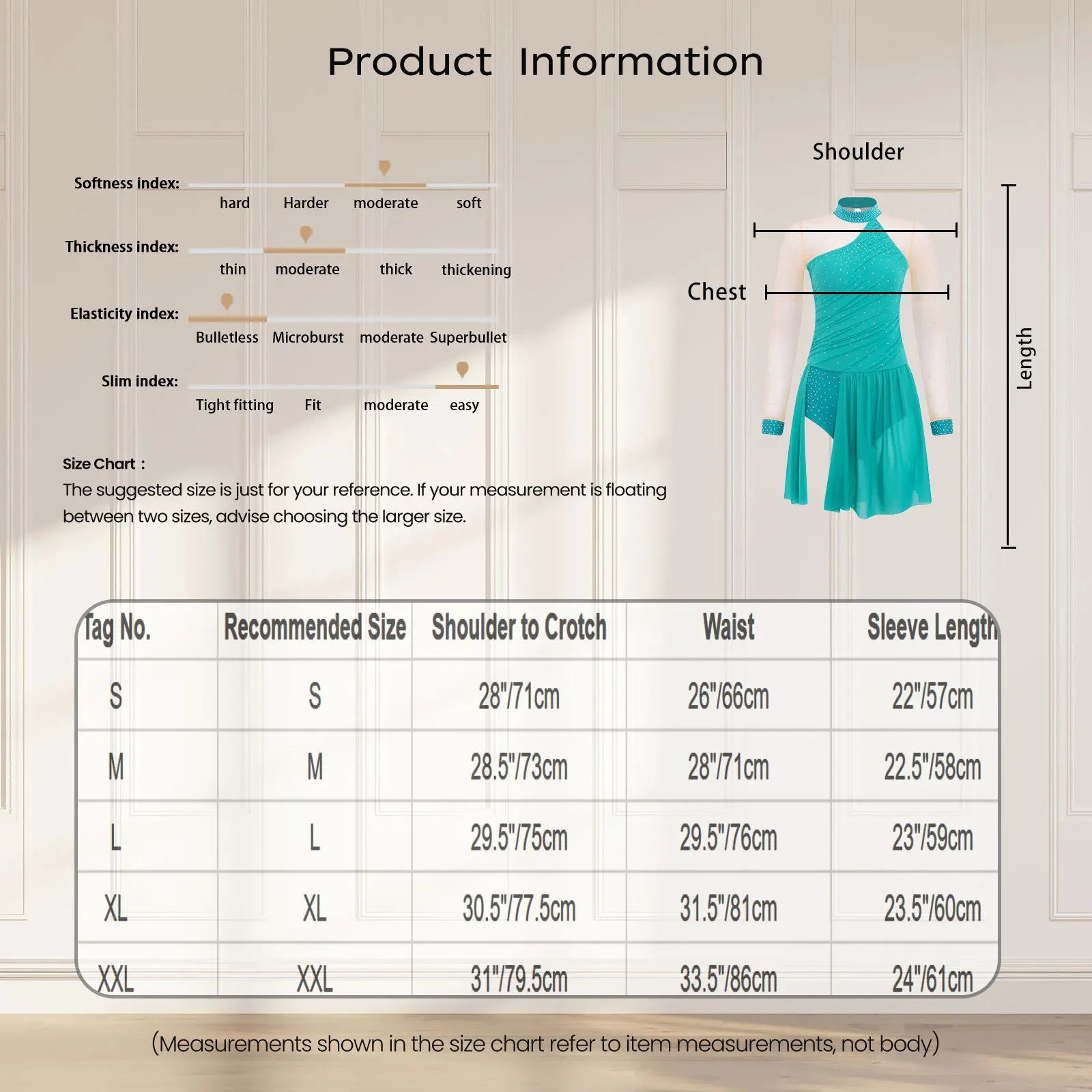 

Womens Lyrical Dance Bodysuit Dress Rhinestones Long Sleeve Irregular Hem Breathable Mesh Jumpsuit for Ballet Modern Dance Dress