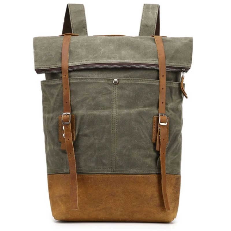 Outdoor two-shoulder leisure travel bag men's two-shoulder oil wax portable canvas computer bag