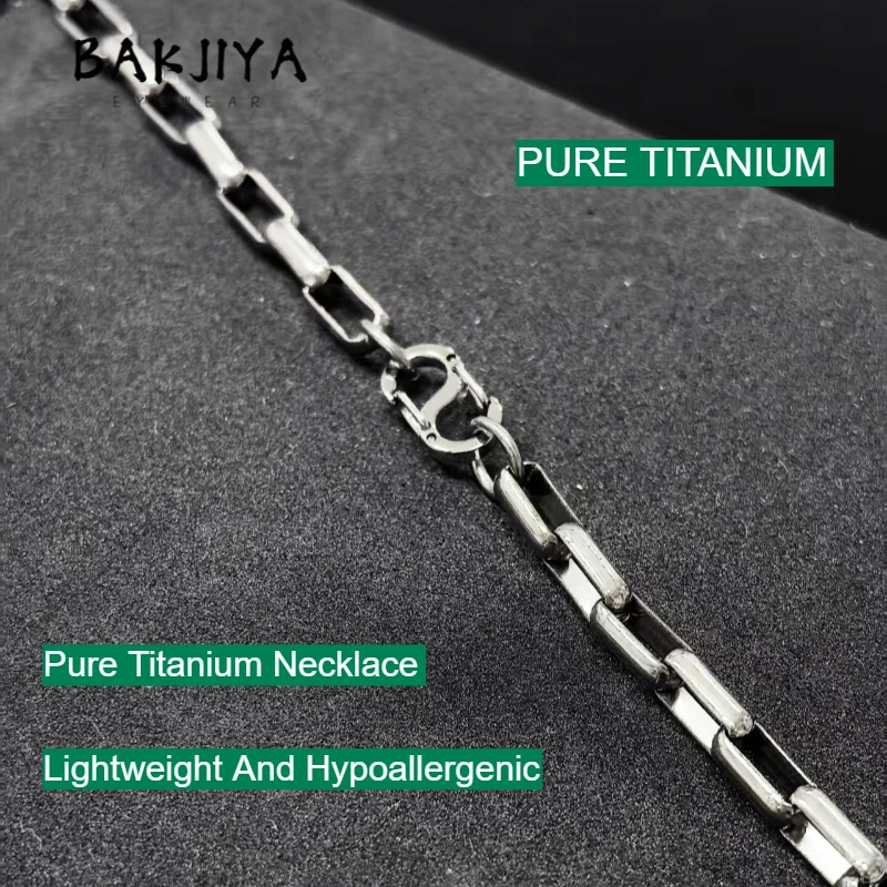 

4.2mm Pure Titanium TA1 Chain Necklace, Hip Hop Trend Long Rolo Link Chain Necklace, Skin-Friendly Durable for Men Women Gift