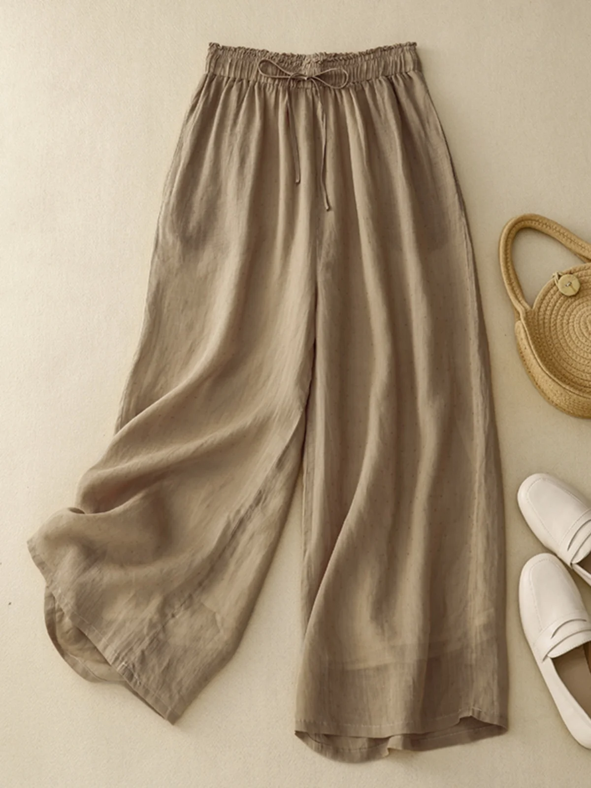 Retro Loose Cotton Linen Wide Leg Pants Women's Nine Points Lightweight Casual Trousers High Waist Commute Sle Summer 2023