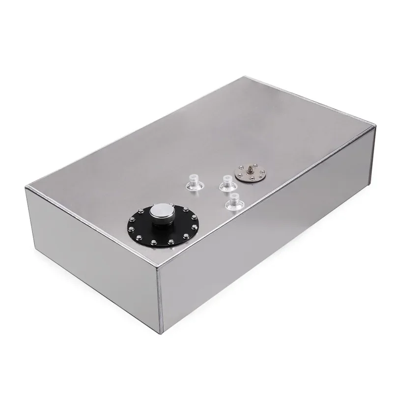 68L Aluminum 17-gallon Rectangular Auxiliary Fuel Tank Fuel Cell with Cap with Sensor Black Silver