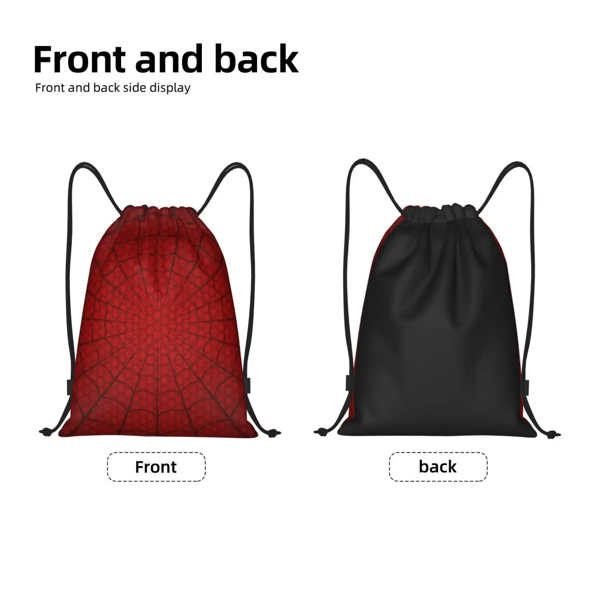 Custom Red Spider Web Drawstring Bags Men Women Lightweight Sports Gym Storage Backpack