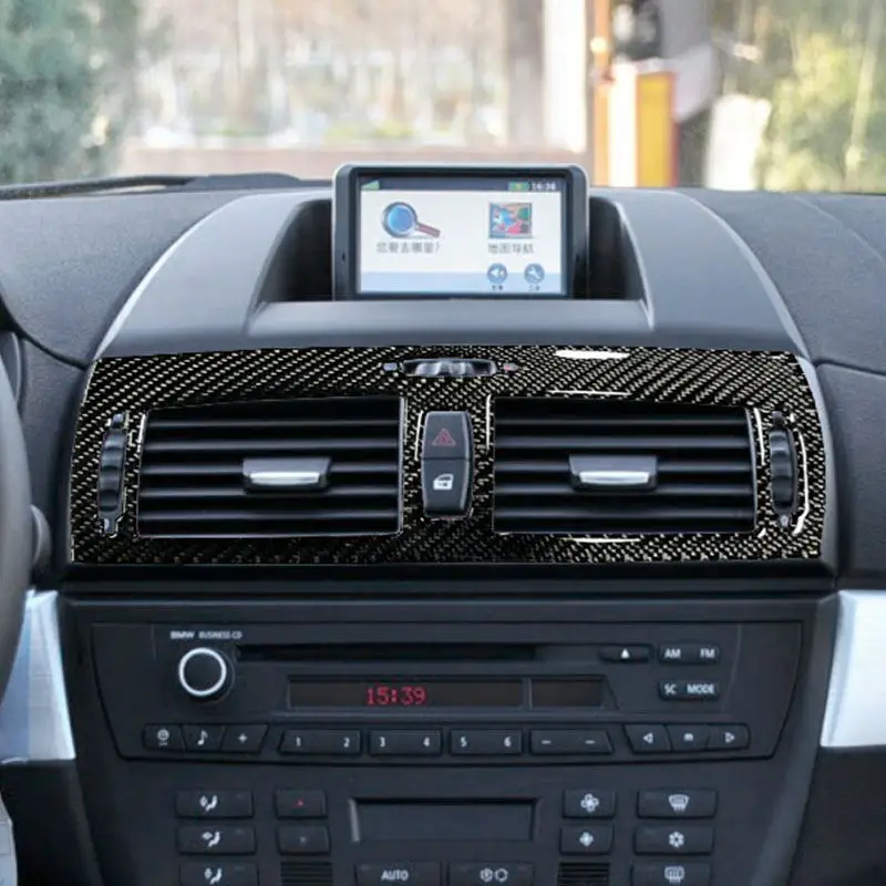 Soft Carbon Fiber Car Interior Accessories Central Air Vent Frame Trim Cover For BMW X3 E83 2004 2005 2006 2007 2008 2009 2010