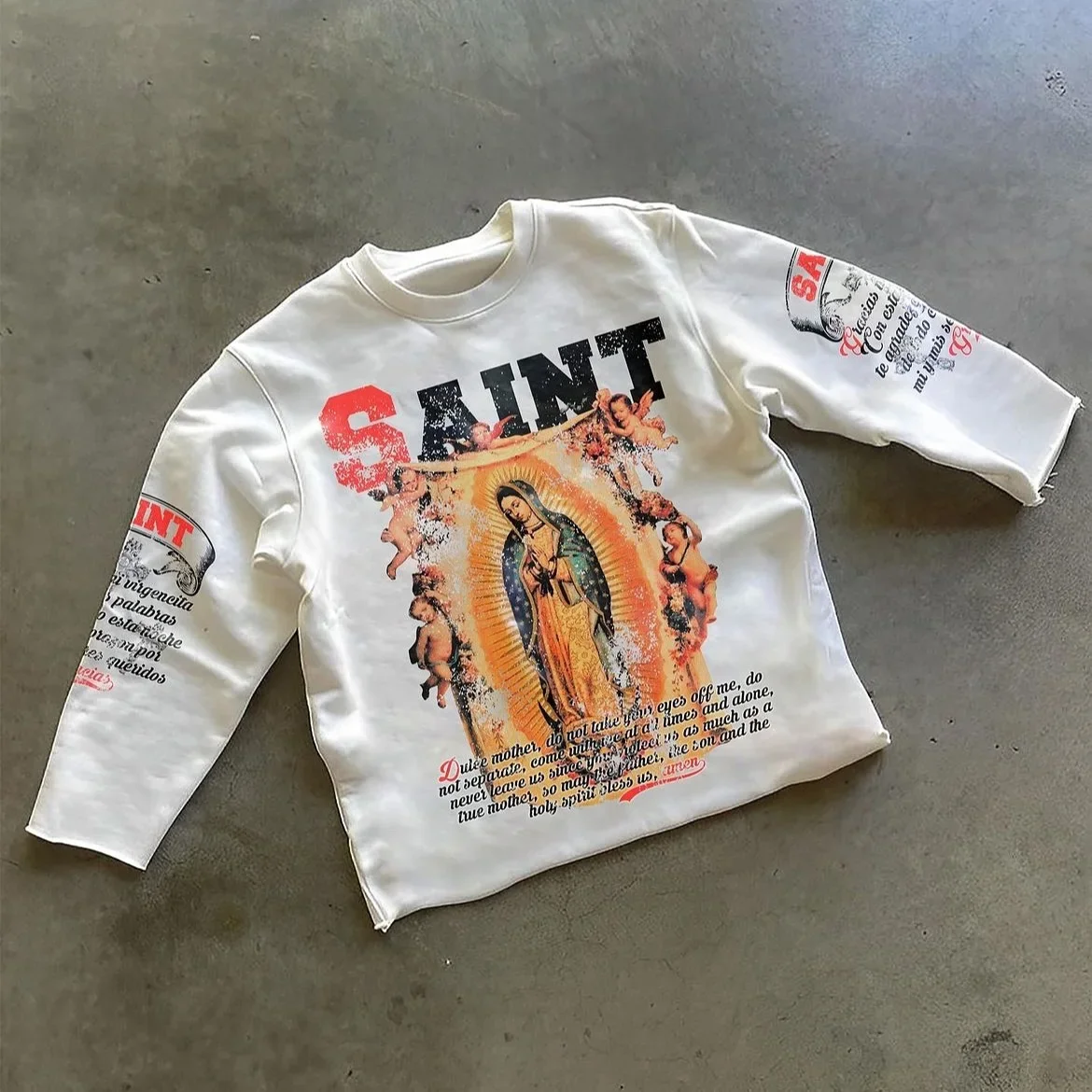 Classic 90S Retro Street Print T shirts Men Cotton Oversized Long Sleeved Shirts Women  Casual Gothic Print T shirts Couples.