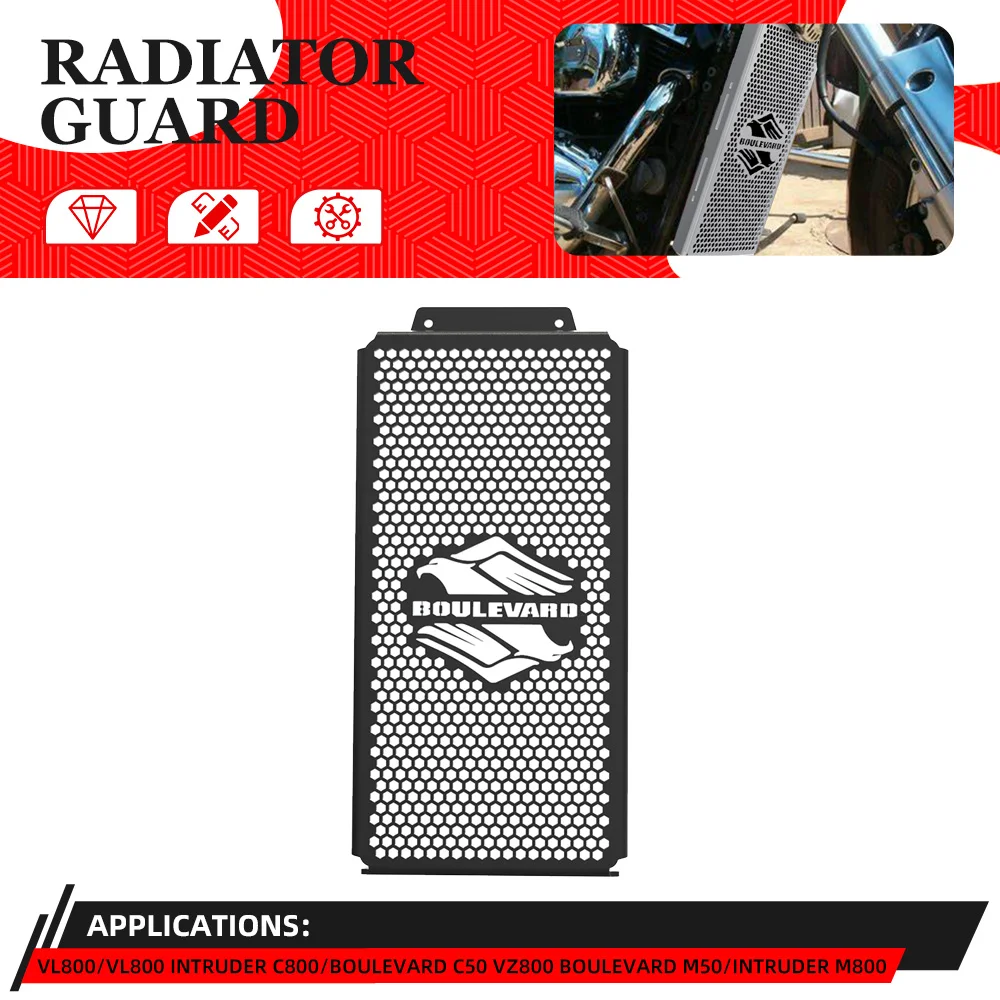 

For Suzuki VZ800 BOULEVARD C50 M50 / VL800 INTRUDER M800 2005-2024 Motorcycle Radiator Grille Guard Cover Protector VZ VL 800