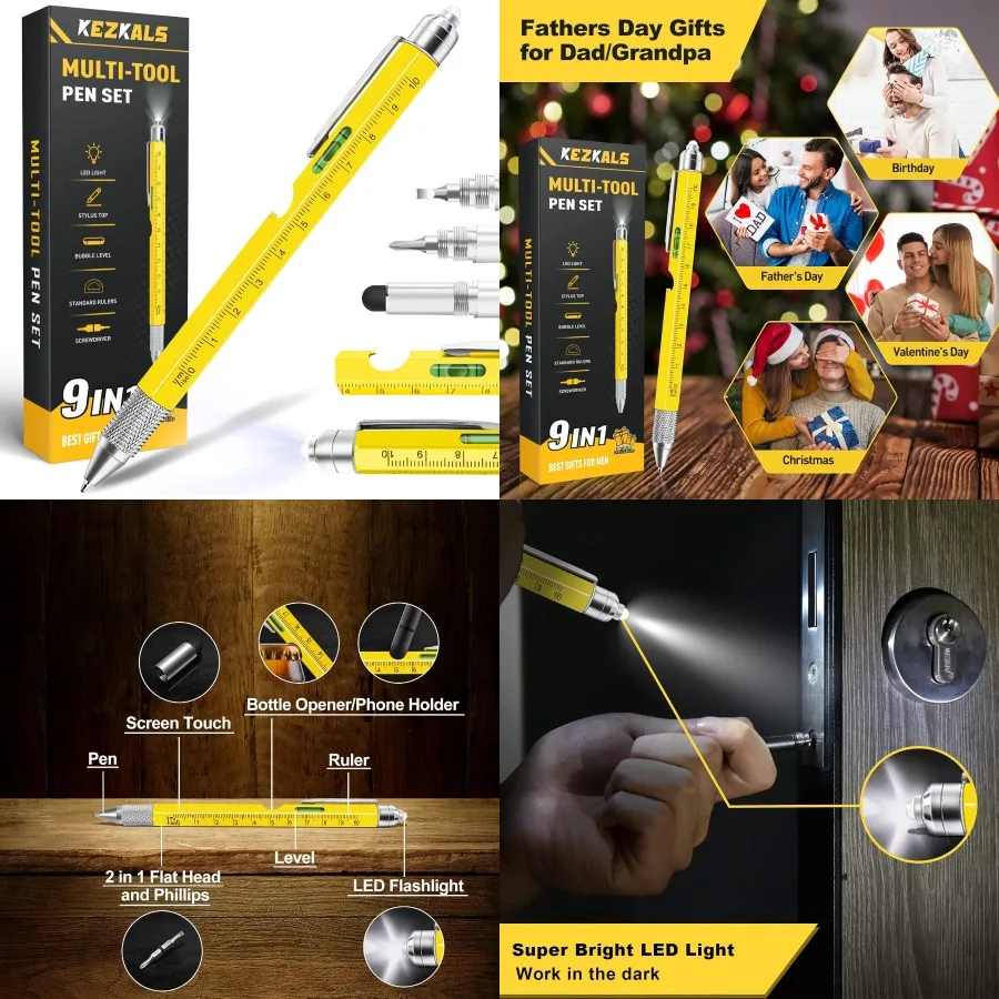 

Многофункциональный инструмент 9 в 1, ручка для мужчин и взрослых: практичные и компактные чулки на Рождество, идеальный подарок для папы, мужа или любого ма