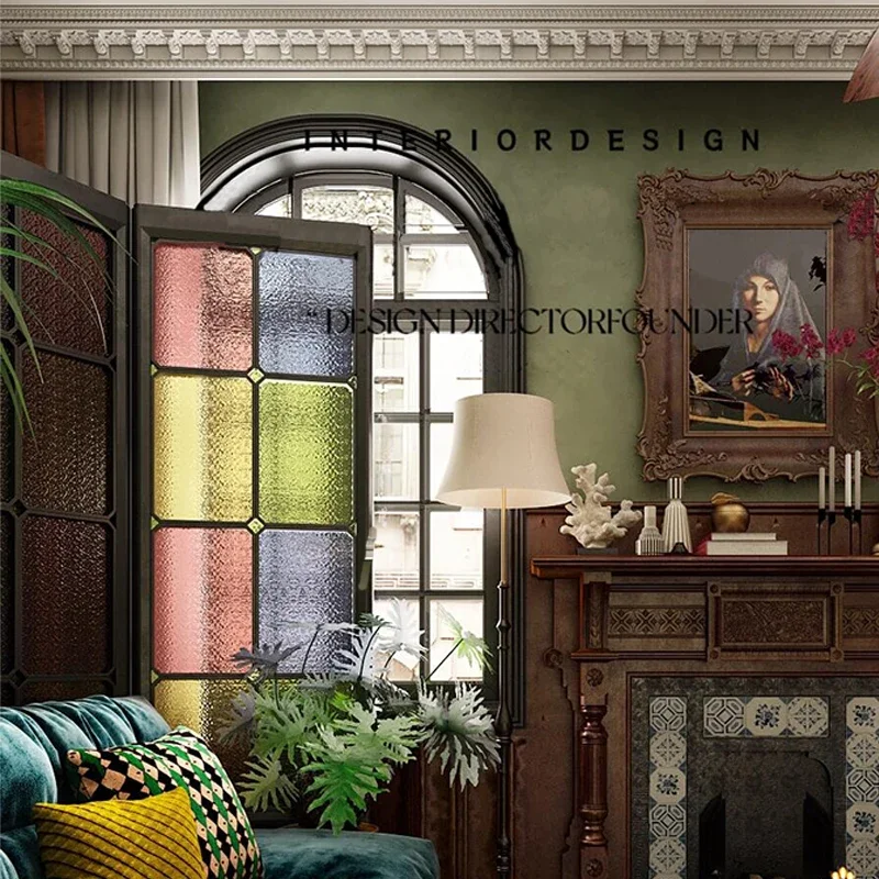 

Solid wood log folding screen glass screen partition living room entrance high-end sense of quiet luxury art decoration