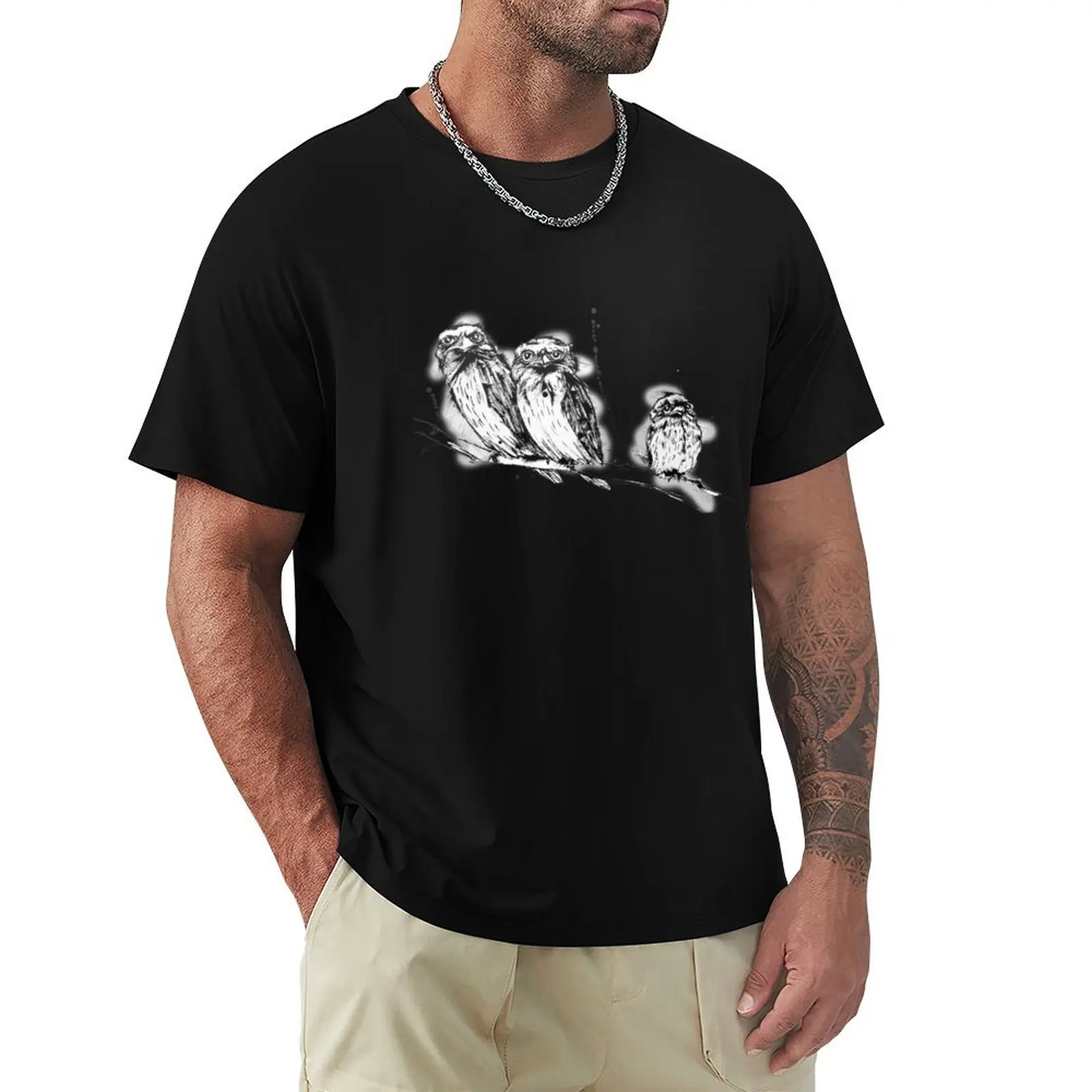 I Am Not Here - 3 fantastic Tawny Frogmouth birds T-Shirt Tough Fabric Work Tee