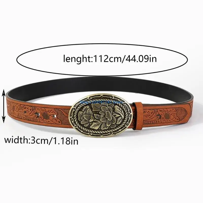 حزام الخصر P88B روك آند رول حزام منقوش رائع حزام كاوبوي راعية البقر الكلاسيكي
