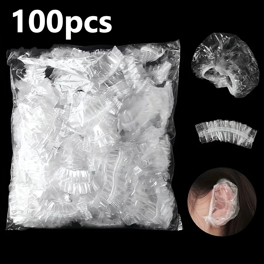 

100 Disposable Elastic Ear Covers - Comfortable, Breathable, and Non-Tight-Fitting - for Daily Beauty / Home Bathing / Hair Dyeing Salon / Personal Care - Safety Ear Protection Accessories