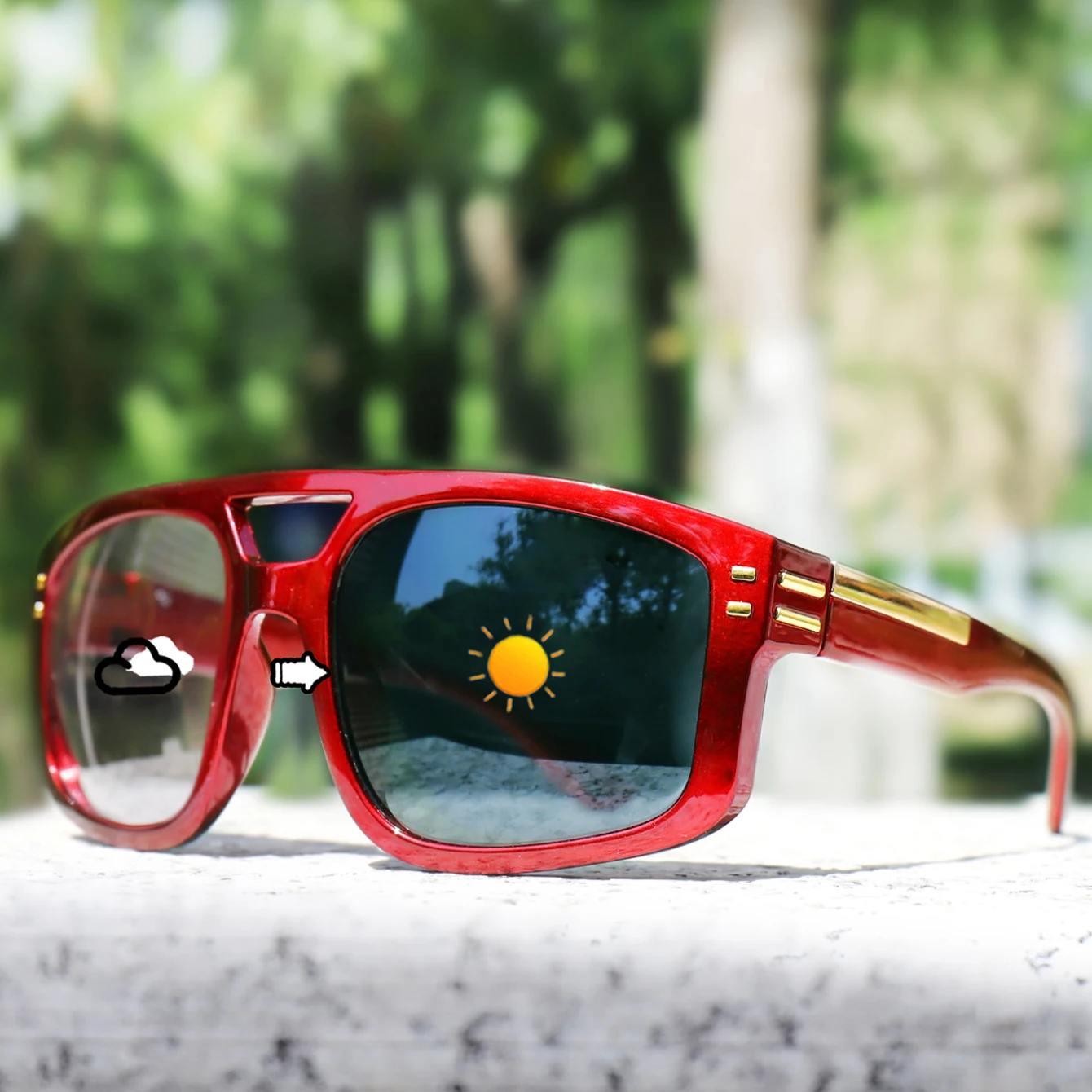 Photochrome Sonnenbrille, Unisex, Outdoor-Sport, quadratische Schutzbrille für Radfahren, Angeln, Fahren, Golf, Reisen, Strand, Freizeitfahren – Detail 6