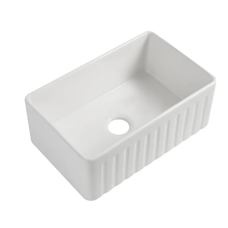 Vertical Kitchen Sink Ceramic Vegetable Basin Double-sided Dishwasher Ceramic Large Single Sink