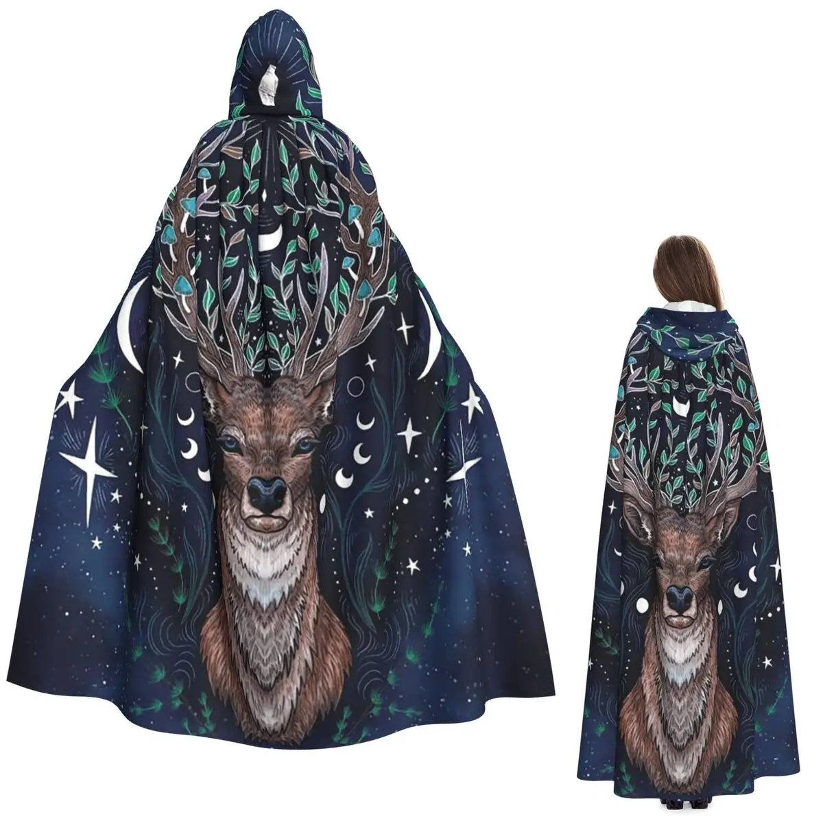 

Длинный плащ с капюшоном «Дерево и жизнь в скандинавском оленем», средневековый костюм ведьмы, накидка для косплея, накидка на Хэллоуин, вампир, для взрослых, унисекс
