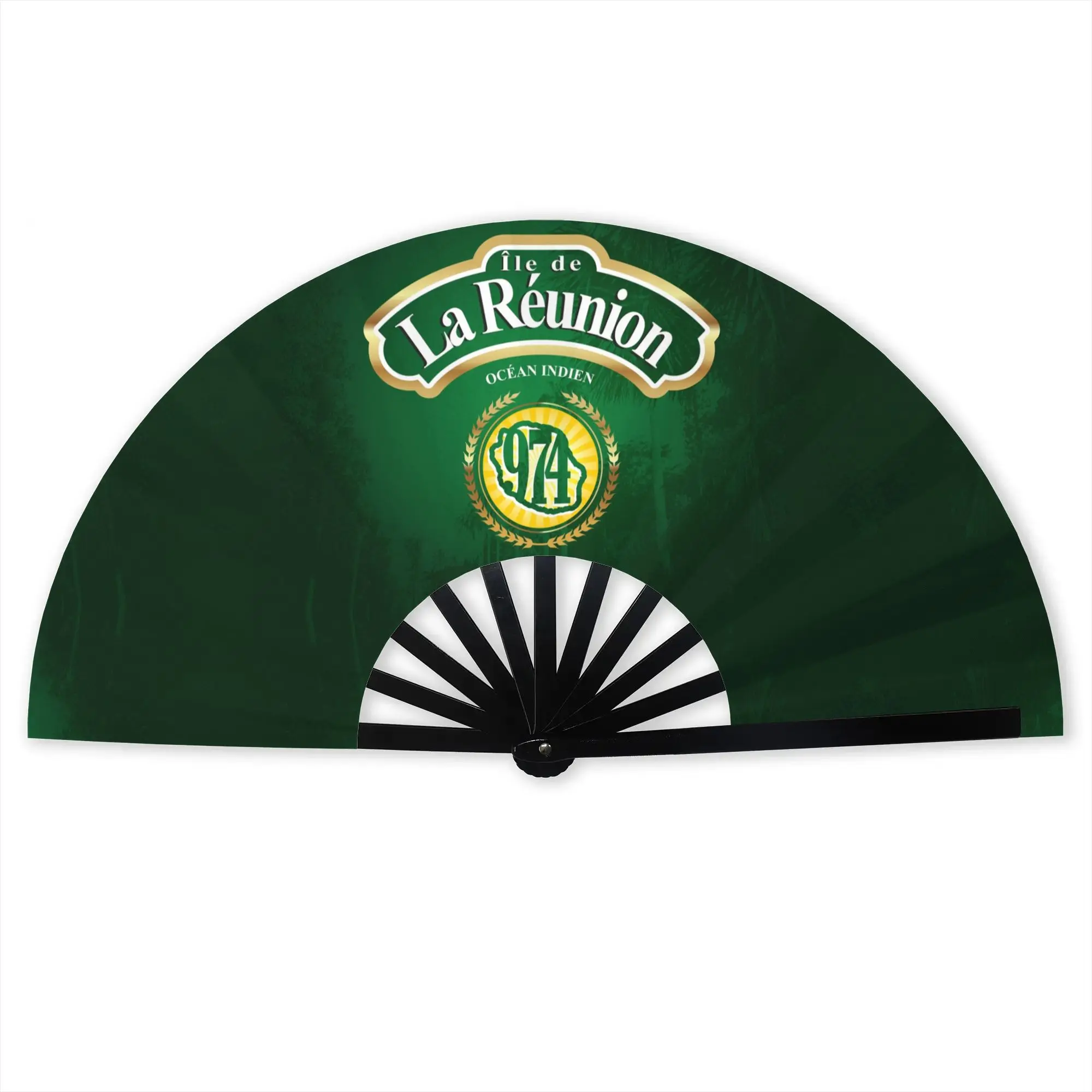 974 Reunion Island Traditional Folding Fan Chinese Margouillat Isle Beach Indian Ocean High-Quality Polyester Fans Hand Fan