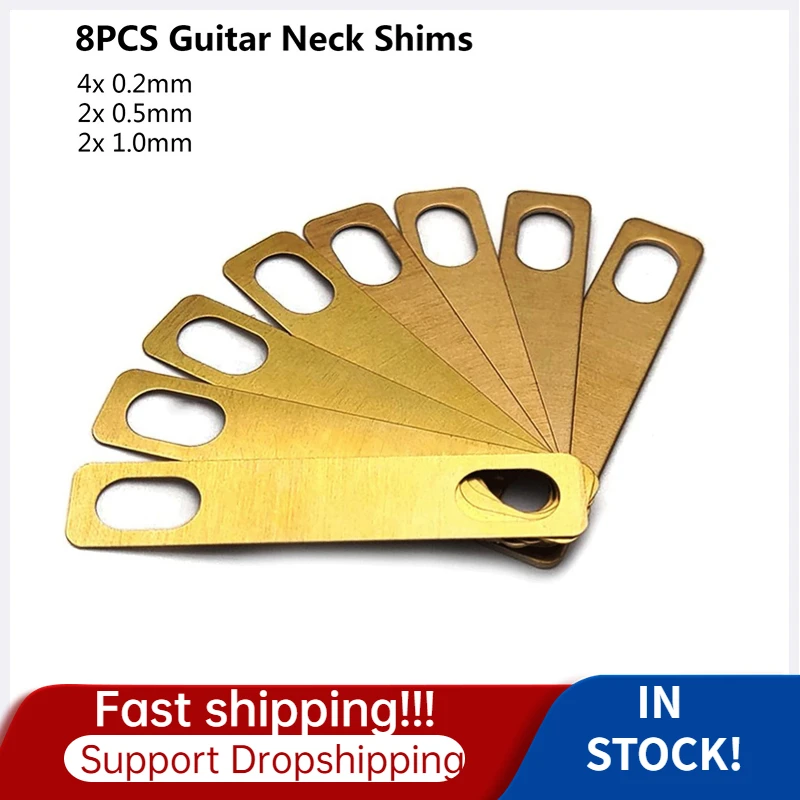 8Pcs Guitar Neck Shims Brass Shims Set Connection Neck Plate Bolt-on Neck Repair Luthier Tool Guitar Accessories dropshipping