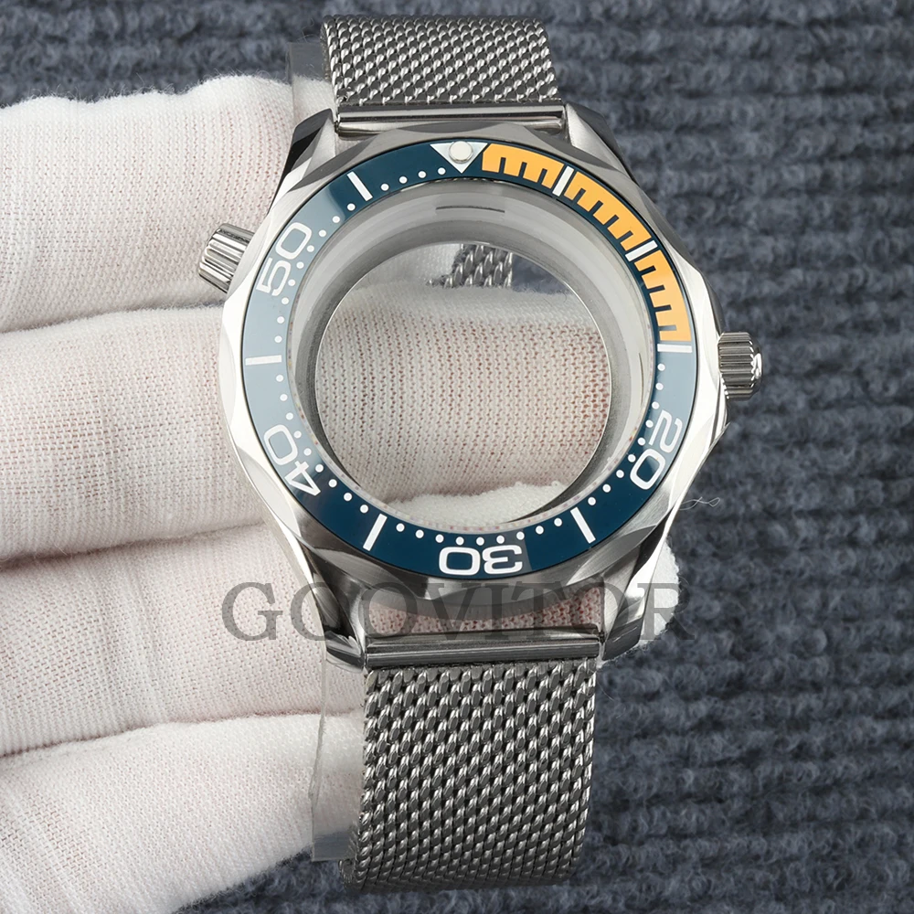 41mm NH35 Watch Case Mesh Bracelet Strap Waterproof For NH35 NH36 Movement 31mm Dial Stainless Steel Seamaster 300 Watch Case