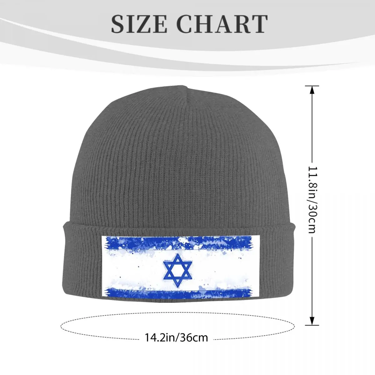 Israel Grunge Flag Warm Knitted Cap Hip Hop Bonnet Hat Autumn Winter Outdoor Beanies Hats for Unisex Adult