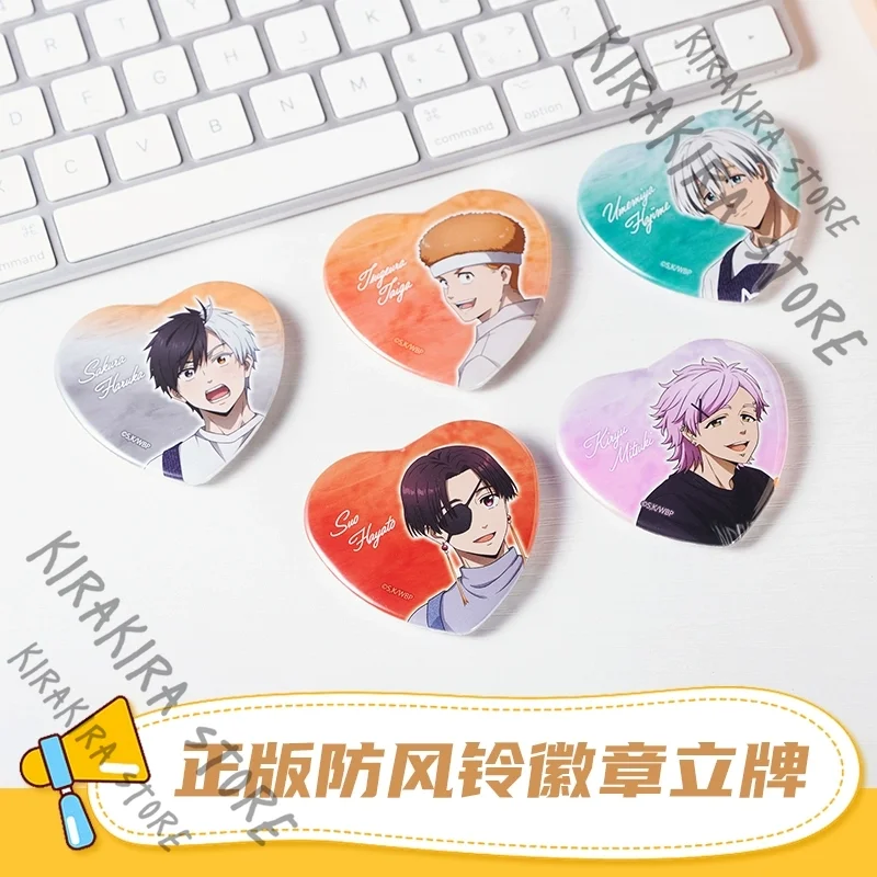قواطع الرياح Suo Hayato Umemiya Hajime على شكل قلب صفيح شارة تأثيري شعار بروش الرسمية زخرفة الاكريليك الصغيرة
