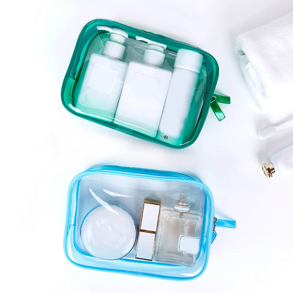 1Pcs Transparent PVC Toiletry Bags Waterproof Bathroom Storage Bag Travel Makeup Pouch Cosmetics Organizer Pouch Tote Bags