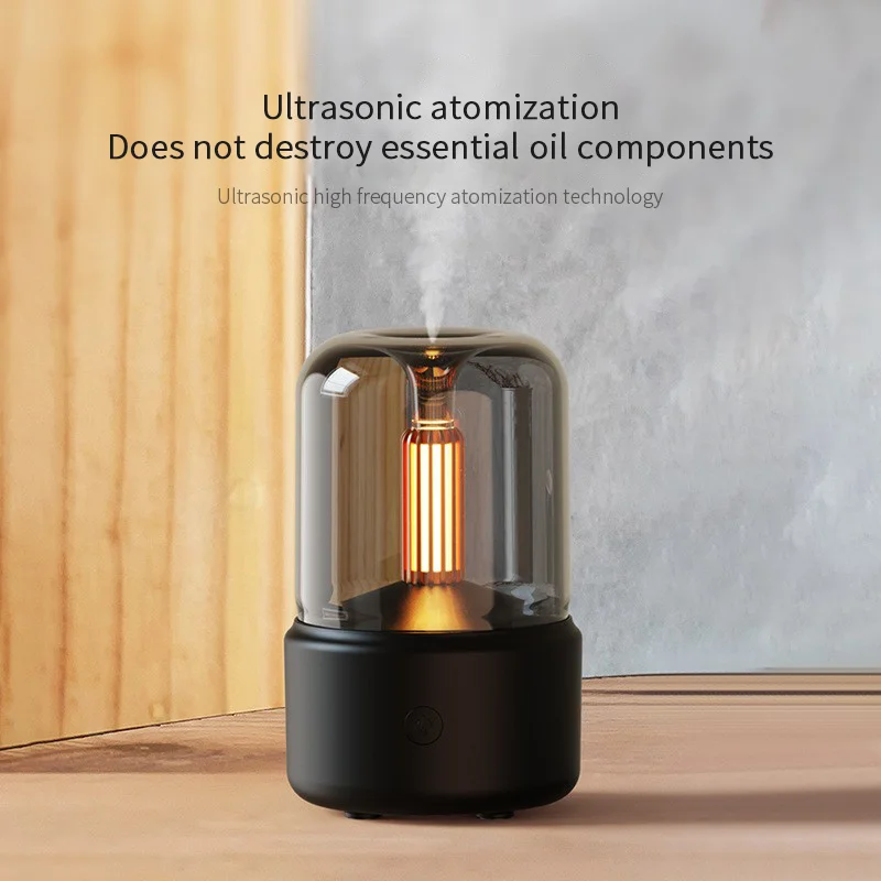 LED Night Light Portable Mini Aromatherapy Machine Romantic Retro Candlelight USB Bedroom Atmosphere Light Spray Humidifier