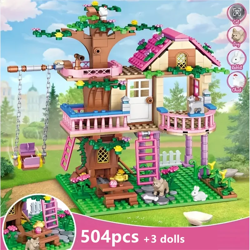 

Dream Tree House Princess Castle Building Blocks City Street View Girls Series House Bricks Assembled Model Toys Gifts