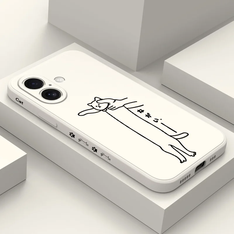 

Long Horned Cat Phone Case For iPhone 16 16e 15 14 13 12 11 X XR XS Plus Pro Max Mini Silicone Cover