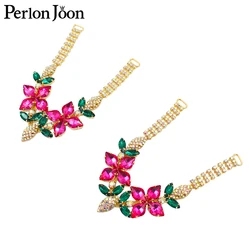 1 Pair Fashion Fuchsia Flower Style Crystal Rhinestone Shoe Chain Flip Flops Decorative Accessories XL014