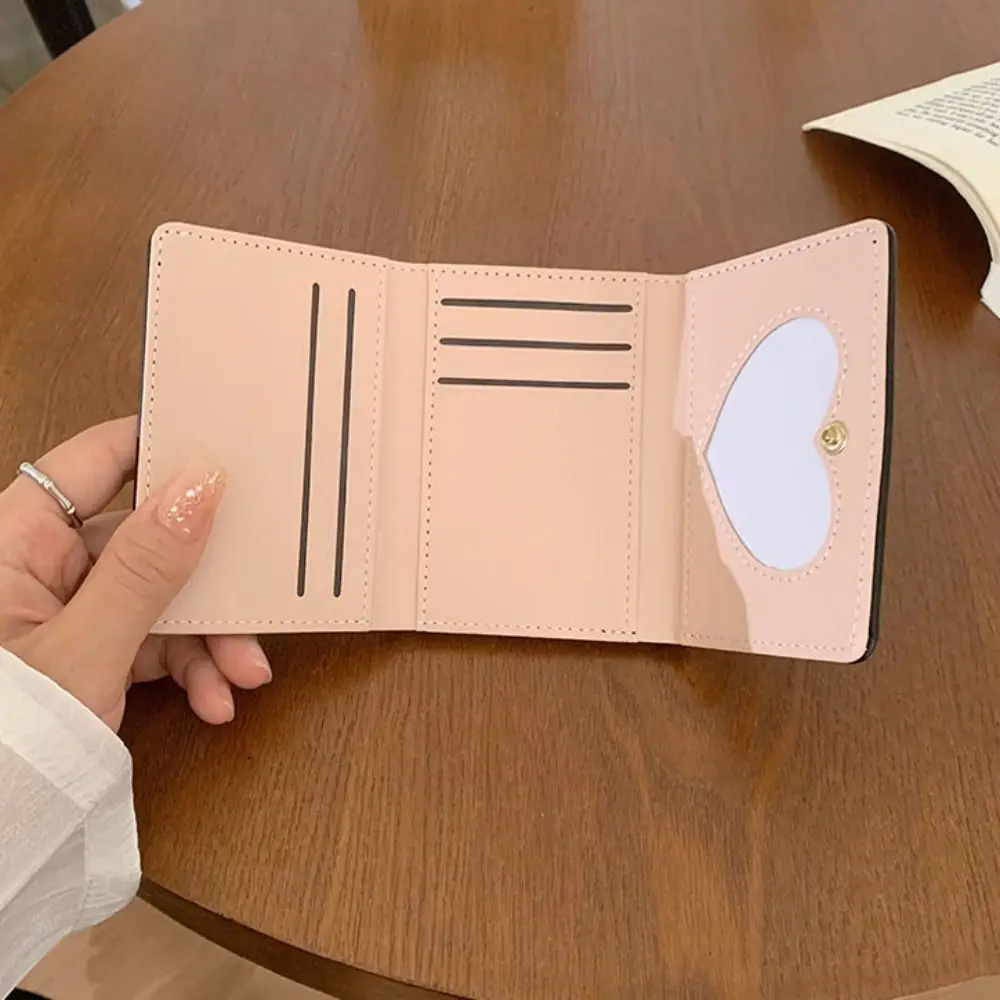 Fashion Bow Short Folding Card Bag PU Candy Color Card Holder Korean Style Solid Color Folding Coin Purse Daily