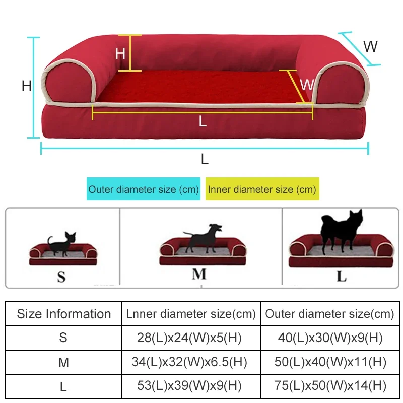 New Pet Dog Bed Dog Sofa Deep Sleep Small Medium Large Dog House Square Thickened Warm Dog Mat Kennel Pet Product Accessories