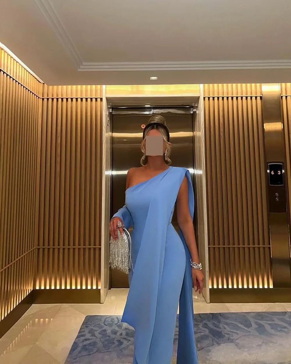 Vestidos de Noche de un hombro drapeado para mujer, vestidos de fiesta formales largos, vestidos de graduación de sirena personalizados, azul, Arabia Saudita