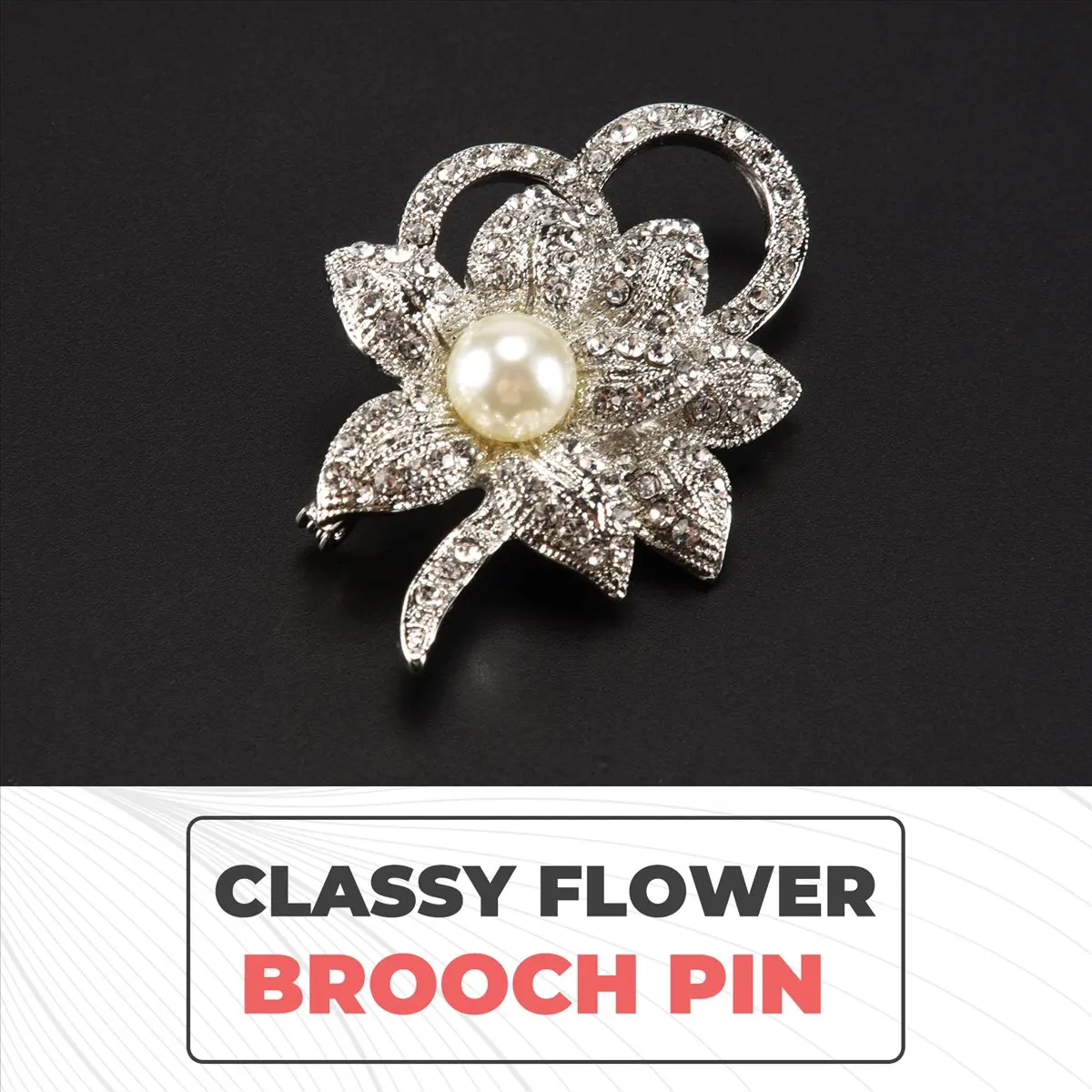 ABQR Стильная брошь-цветок с блестящими кристаллами и жемчугом для рождественской свадьбы или выпускного вечера