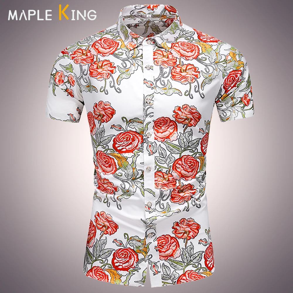 

Vinatge Rose Printed Shirts for Men Hombre Elegante 2023 Luxury Camisas Social Masculina De Luxo Mens Shirt Blusas Masculino 7XL