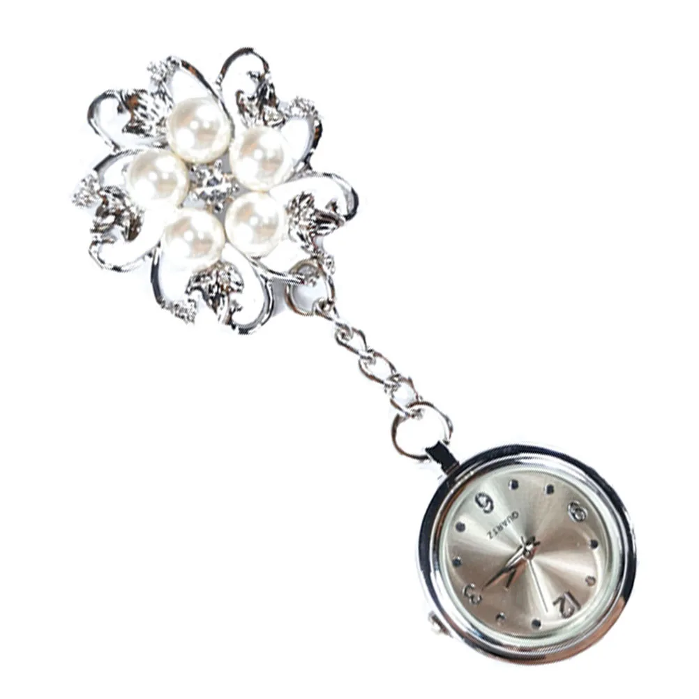 Montre d'infirmière élégante, montre de poche pour femmes et hommes, broche à clipser, usage quotidien, Durable, décorative, en acier blanc, pour infirmière