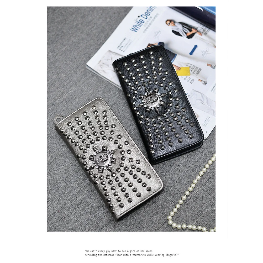 

Silver Unisex Skull Wallet Multifunctional Clutch Bag Credit Holder Charming Coin Purse for Women and Men Easy Carry