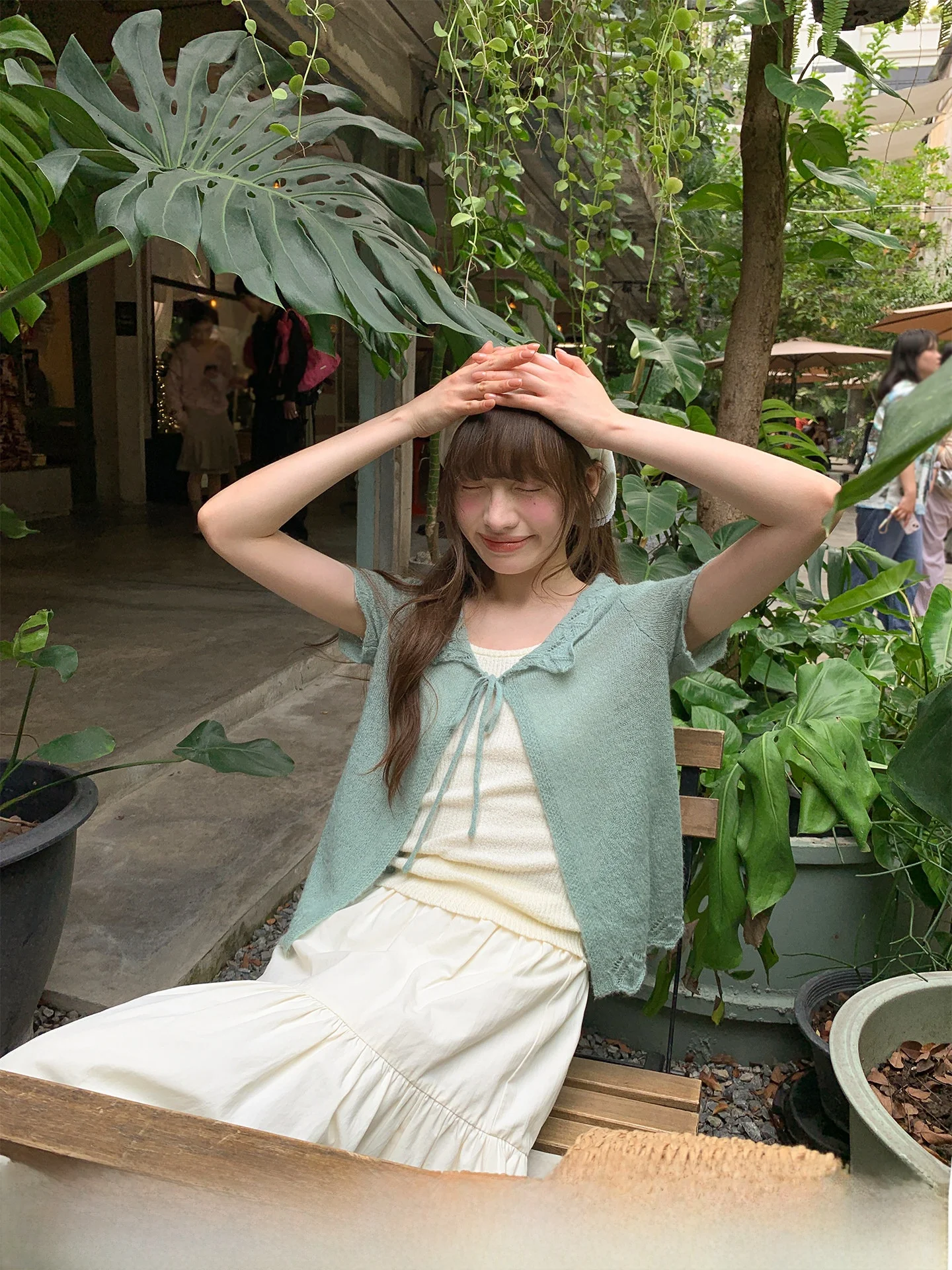 

Легкий вязаный кардиган с вырезами и коротким рукавом для женщин, весна-лето, повседневная верхняя одежда, топ.