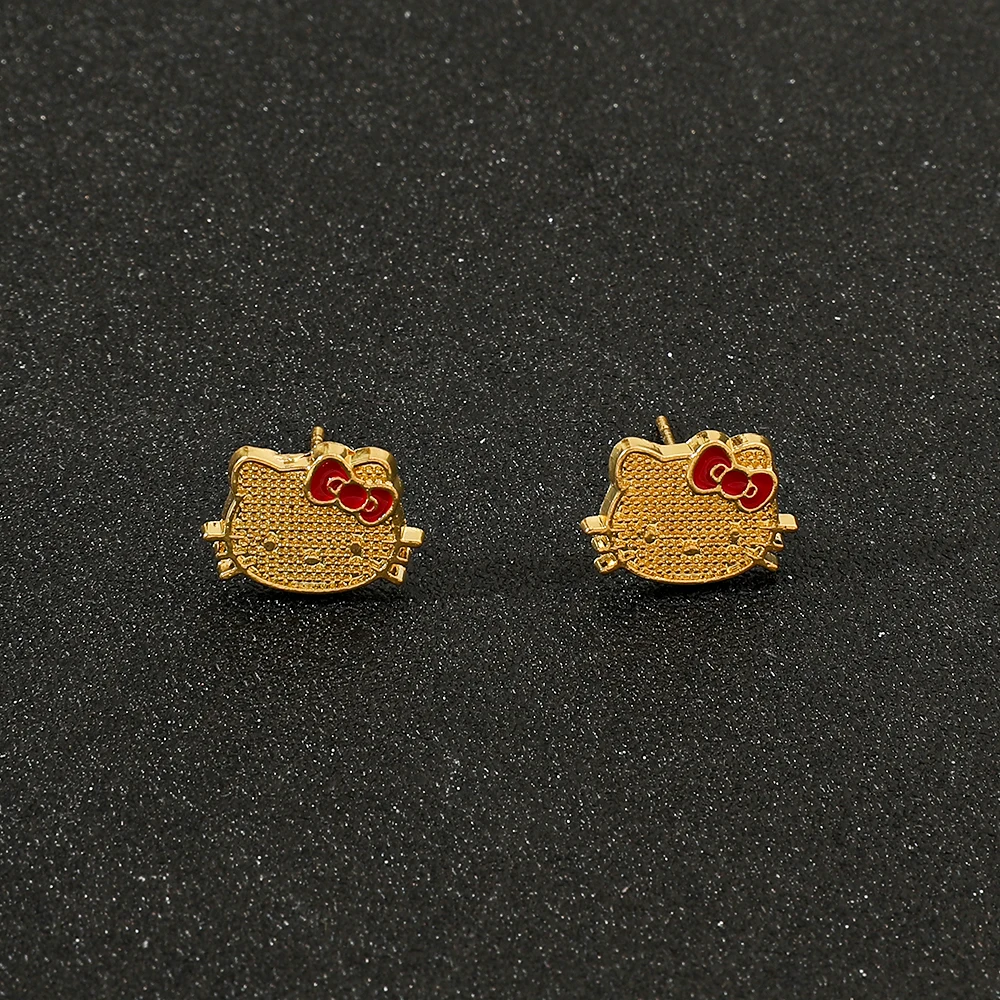 أنيمي سانريو مرحبا كيتي أقراط أنيمي الكرتون الشكل KT القط الأذن مربط فتاة مجوهرات الإكسسوارات الهدايا #2