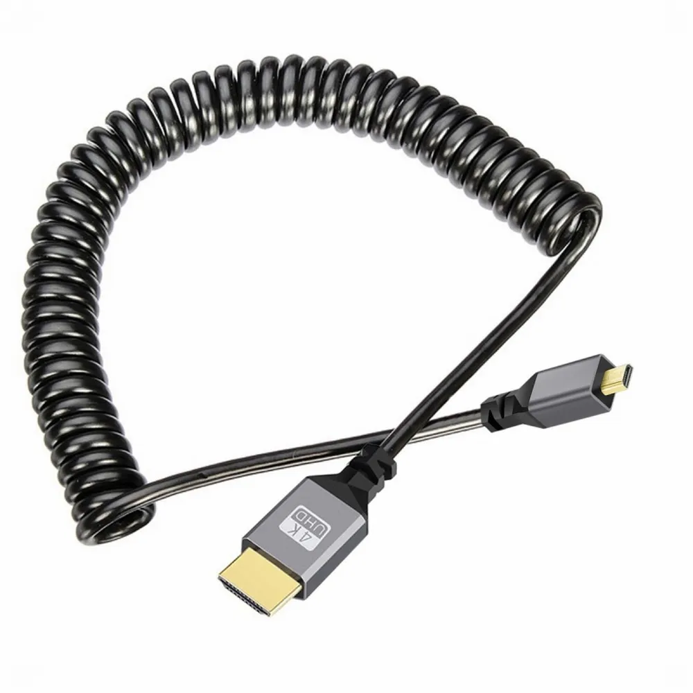 Mdr-micro hdmi 2.0 macho para macho hdmi, 4 k, 60 hz, cabo elástico, 90 graus para hdtv, laptop, monitor