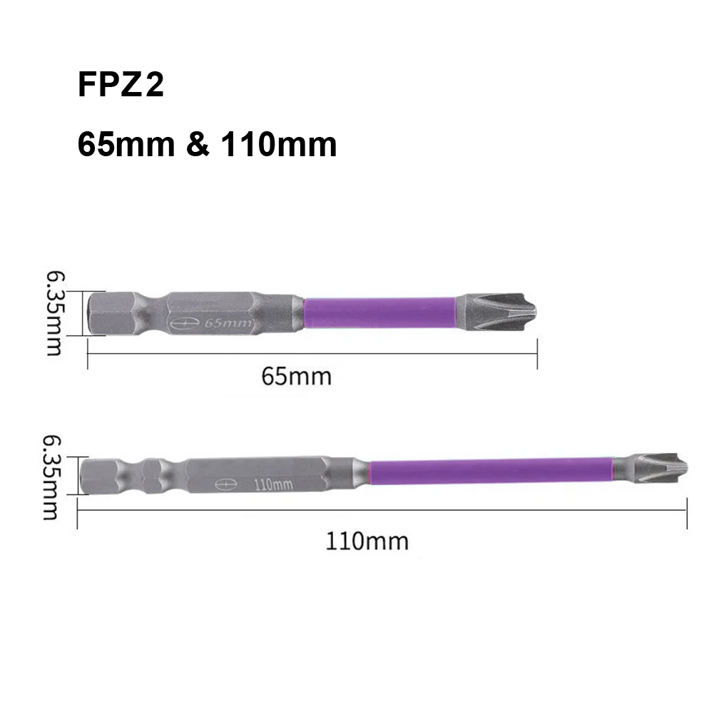 마그네틱 전기 크로스 드라이버 비트 세트, 필립스 및 Pozidrive 비트, DIY 수리 및 유지 보수용, FPH2, FPZ2, 65mm, 110mm, 4 개