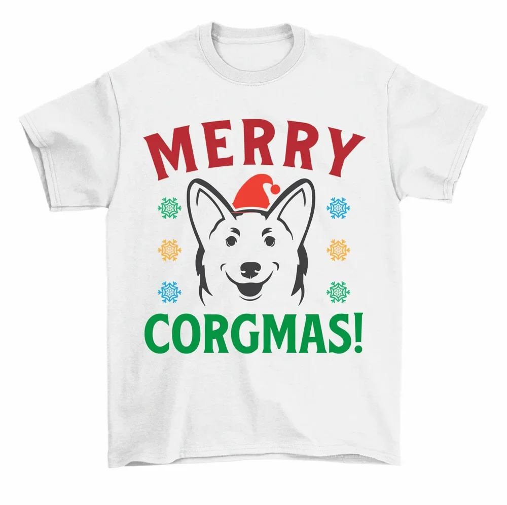 Рождественская футболка Merry Corgmas, Рождественская футболка Corgi Dog для мужчин и женщин, унисекс, высокое качество, 100% хлопок, короткий рукав