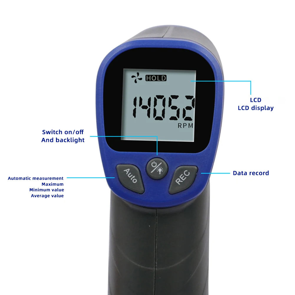 Non Contact Infrared Lasers Tachometer Portable Automatic Speed Test Tool For Fan Industrial