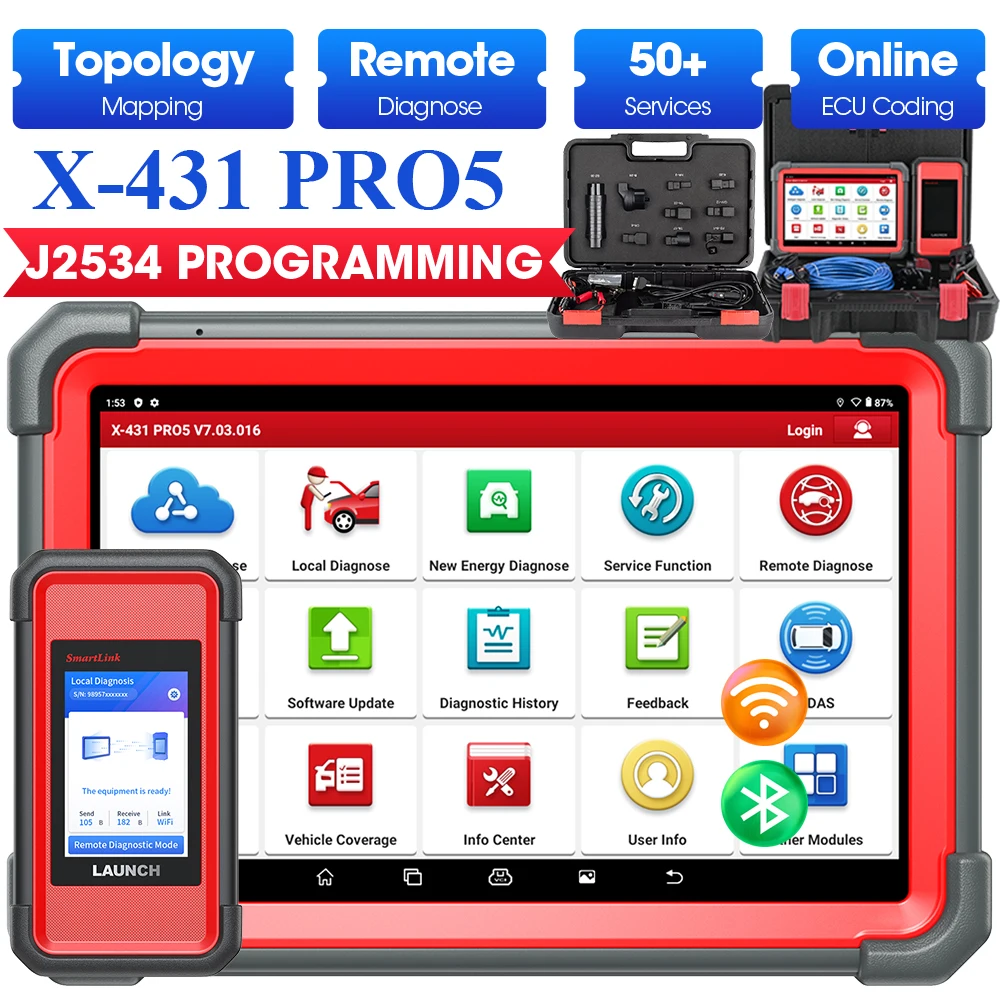 

Launch X431 PRO5 Diagnostic Tools ECU Programming Tool with J2534 SmartLink OBD2 Scanner OBDII Launch PRO5