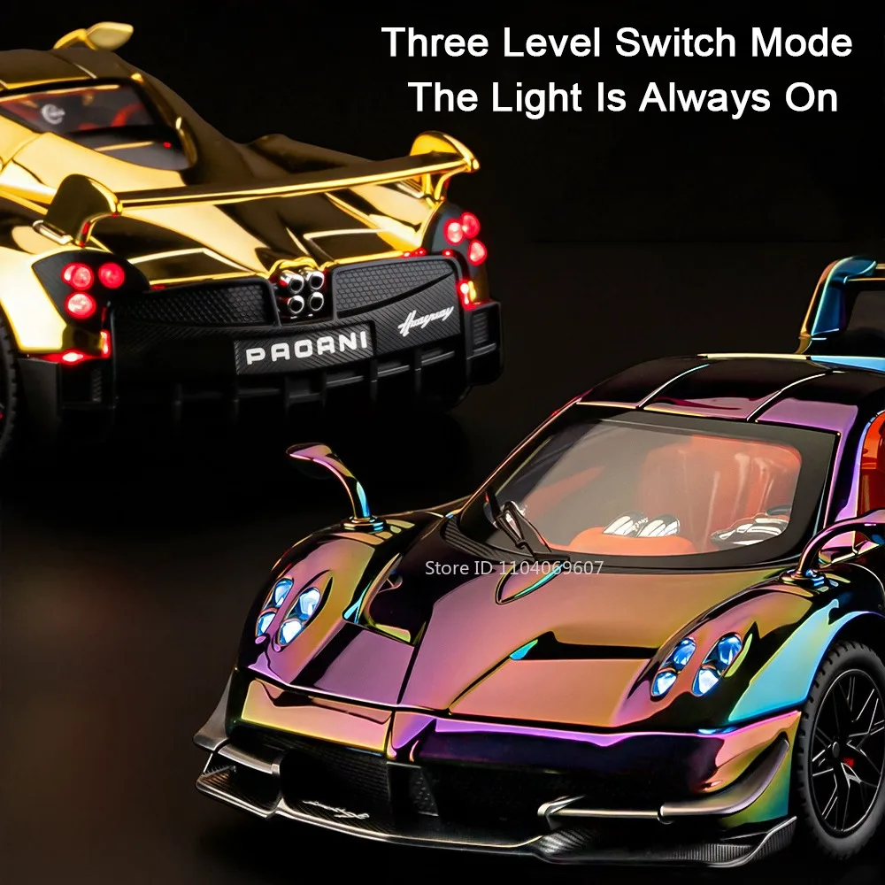 1:24 Huayra BC 720S بالكهرباء لعبة مجسمة السيارات الخارقة سبيكة دييكاست التراجع الأبواب مفتوحة الصوت ضوء جمع السيارات الرياضية