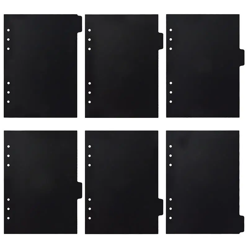 6pcs Binder PP Pocket Divider Pockets Folders For 6 Ring Notebook Divider Page Waterproof PVC Leaf Document Filing Bag