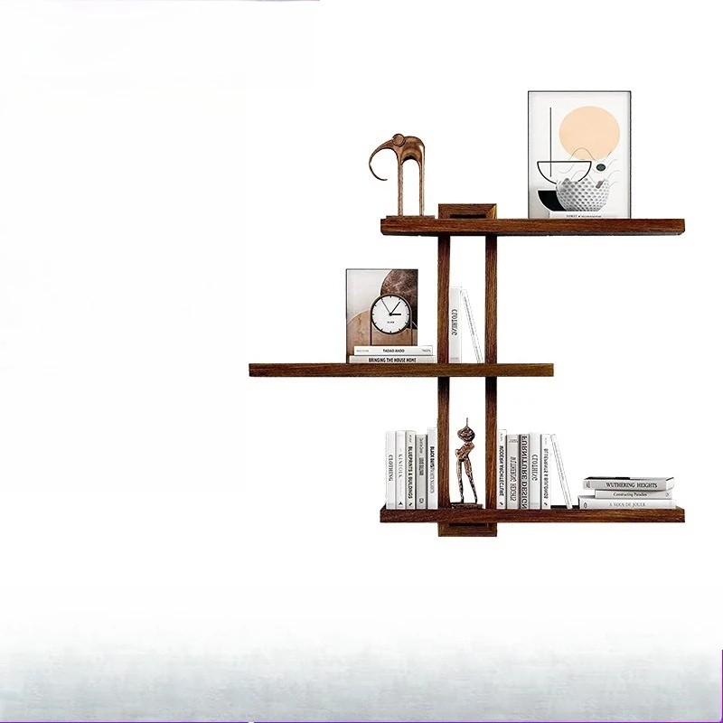 Wooden wall rack 3-piece shelf Floating shelf Bathroom rack Living room wall Book storage rack