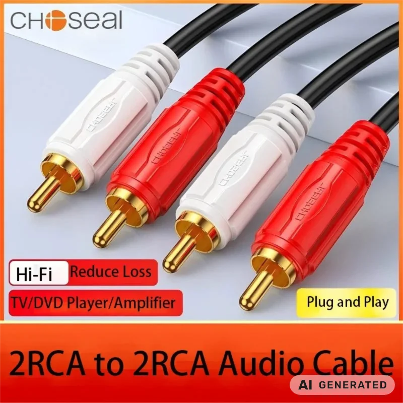 CHOSEAL 2RCA to 2RCA Audio Cable Male to Male Stereo Subwoofer Cable Gold Plated RCA Cables for Home Theater DVD Amplifier