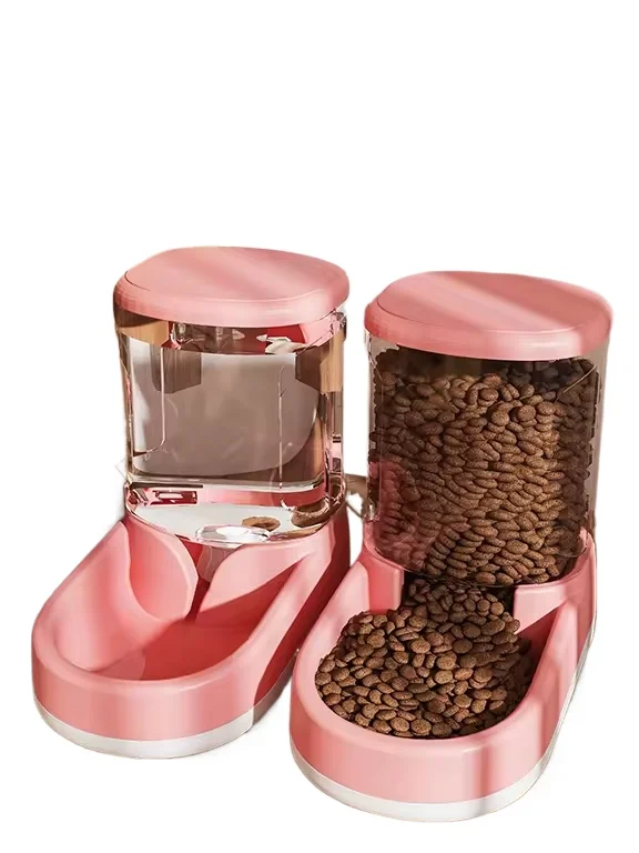 

Detachable Plastic Automatic Pet Feeder and Waterer, Dog and Cat Food Storage Container